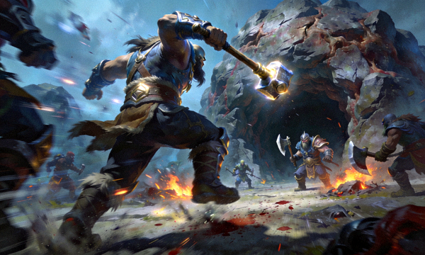 DOTA2三号位英雄在肉山巢穴附近拉扯切入的战斗画面
