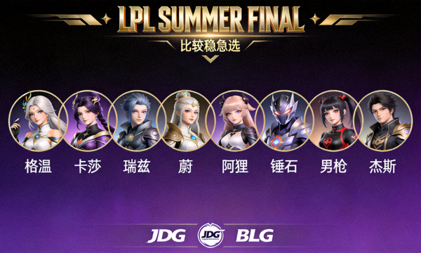 LPL夏季赛总决赛BP禁选阶段的英雄头像排列画面